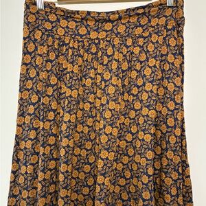 Boden Floral Print Skirt - Blue and Gold. Size 14R